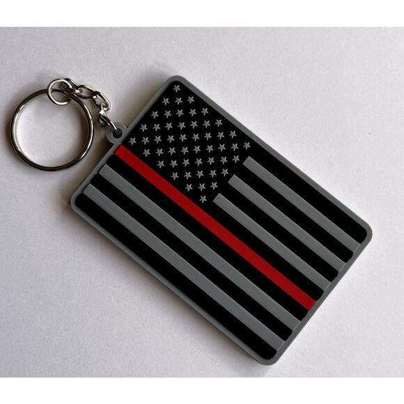 Thin Red Line American Flag Keychain - Picture 1 of 7